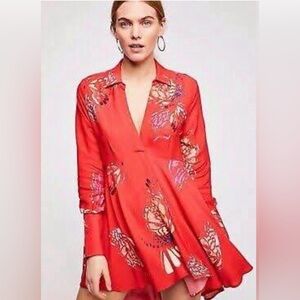 Free People Field of Butterflies Floral Tunic Top